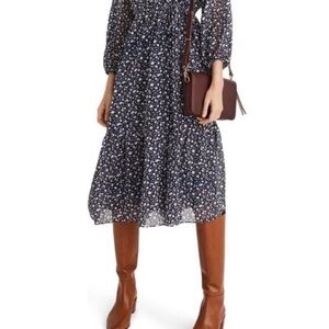 Madewell Tie-Waist Midi Dress in Harvest Vine NWT